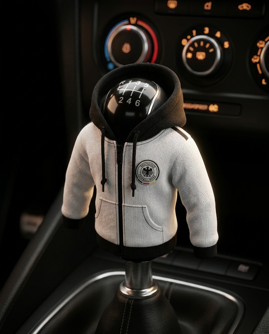 Germany Gear Shift Hoodie Cover, White and Black Die Mannschaft Fan Decor for World Cup 2026