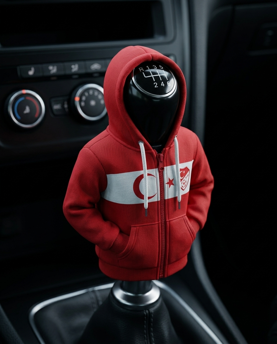 Turkey Gear Shift Hoodie Cover, Crescent-Stars Red Fan Tribute for World Cup 2026