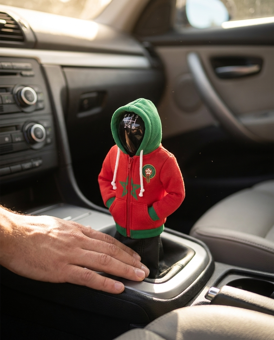 Morocco Atlas Lions Gear Shift Hoodie Cover for Car Stick (World Cup 2026 Fan Gift)
