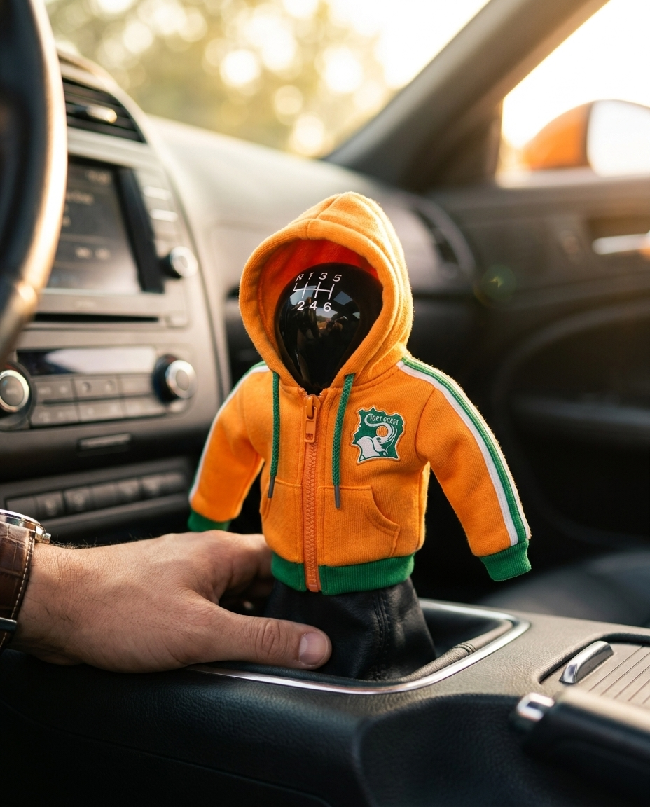 Ivory Coast Gear Shift Hoodie Cover, Elephants Football Fan Gear Knob Sleeve (World Cup 2026)