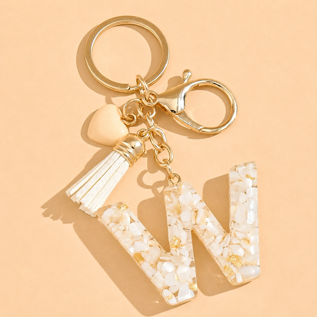 Alphabet Letter Keychain With Tassel And Lobster Charm For Keys And Bags