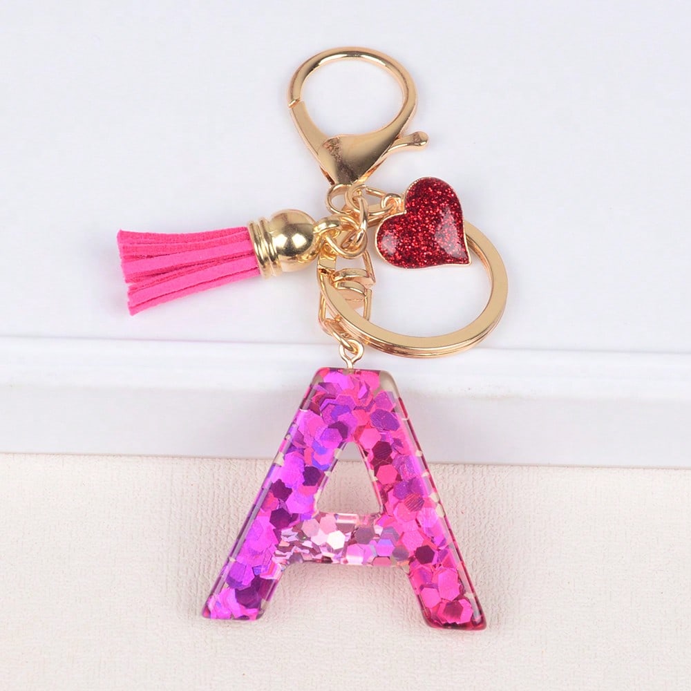 Alphabet Letter Keychain With Tassel And Lobster Charm For Keys And Bags