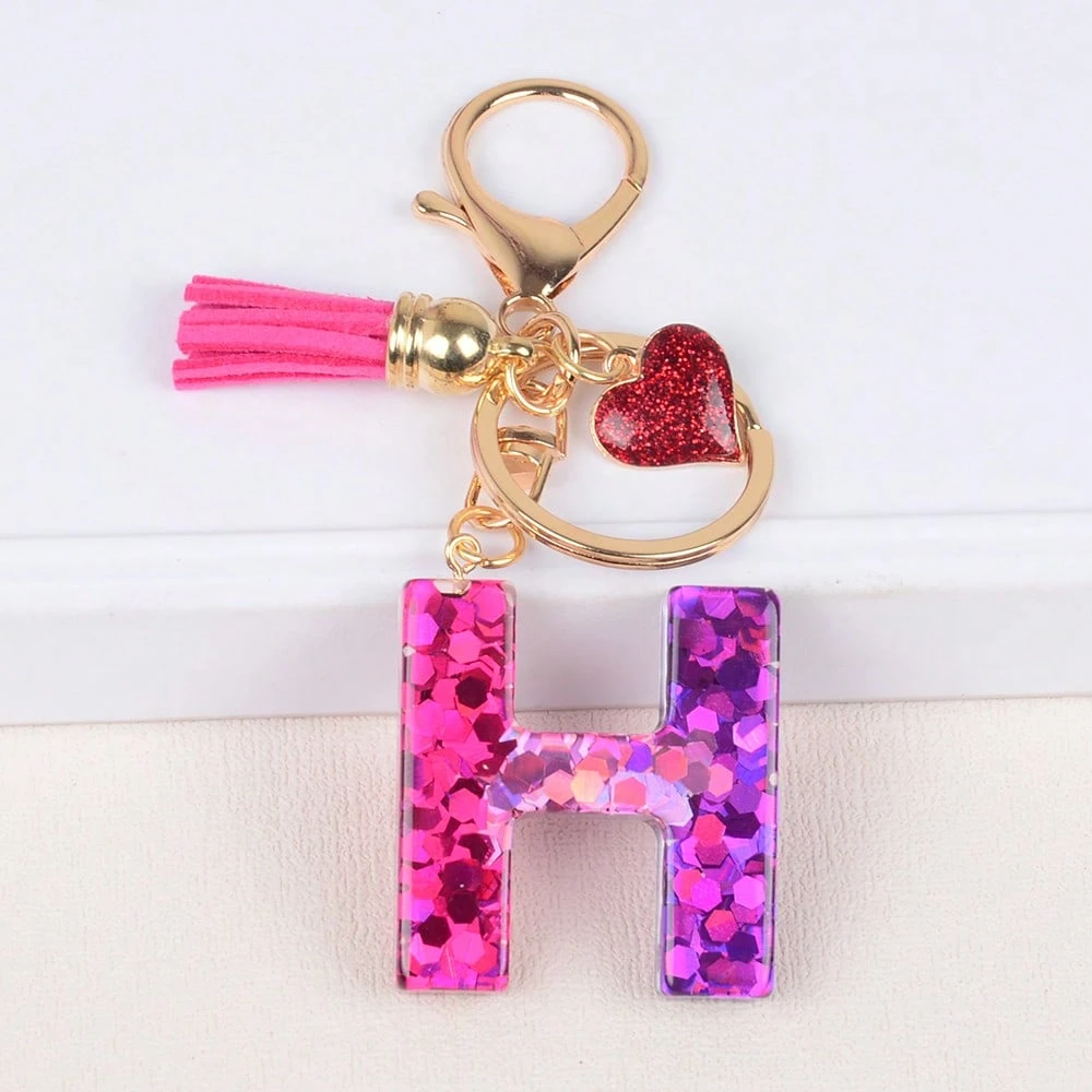 Alphabet Letter Keychain With Tassel And Lobster Charm For Keys And Bags
