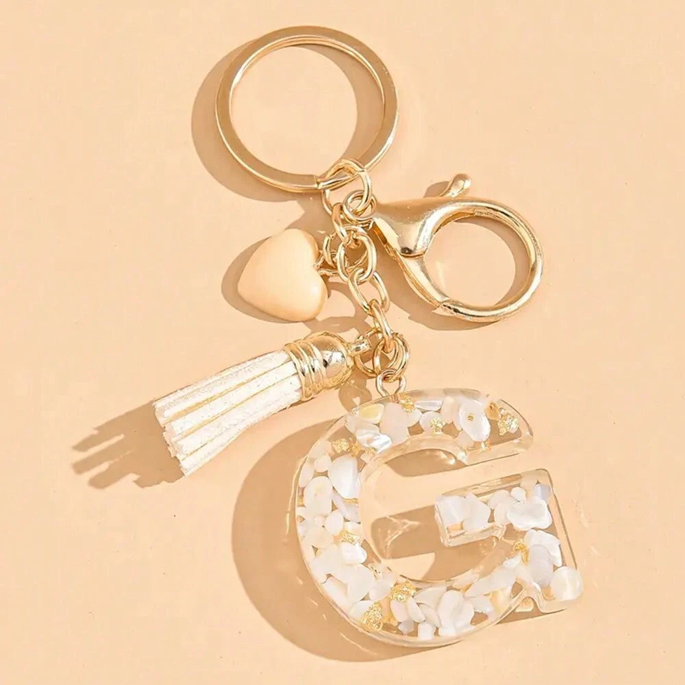 Alphabet Letter Keychain With Tassel And Lobster Charm For Keys And Bags
