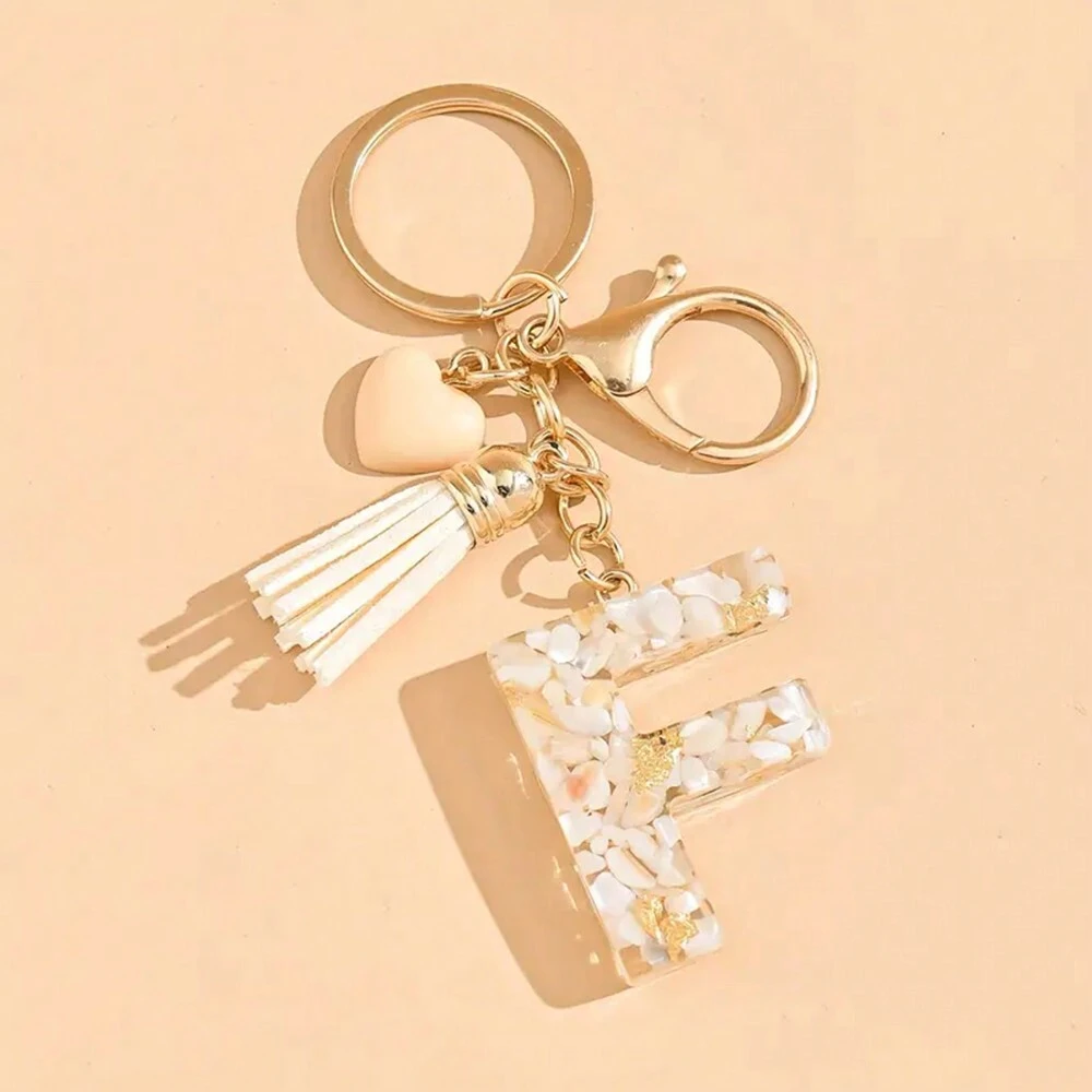 Alphabet Letter Keychain With Tassel And Lobster Charm For Keys And Bags