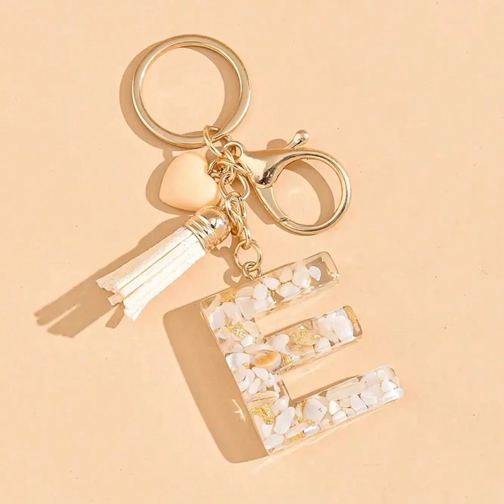 Alphabet Letter Keychain With Tassel And Lobster Charm For Keys And Bags