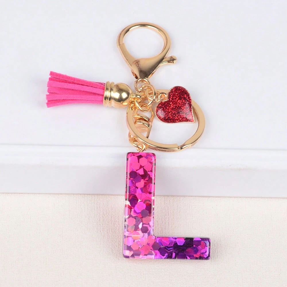 Alphabet Letter Keychain With Tassel And Lobster Charm For Keys And Bags