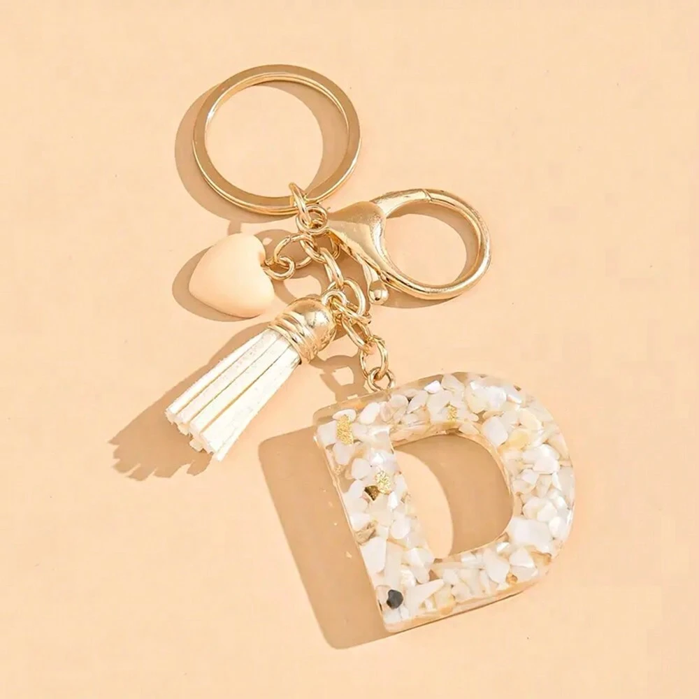 Alphabet Letter Keychain With Tassel And Lobster Charm For Keys And Bags