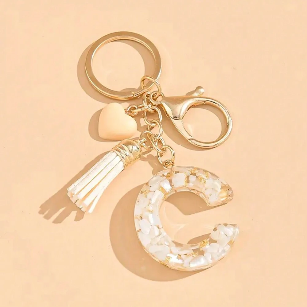 Alphabet Letter Keychain With Tassel And Lobster Charm For Keys And Bags