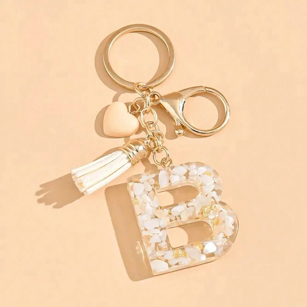 Alphabet Letter Keychain With Tassel And Lobster Charm For Keys And Bags
