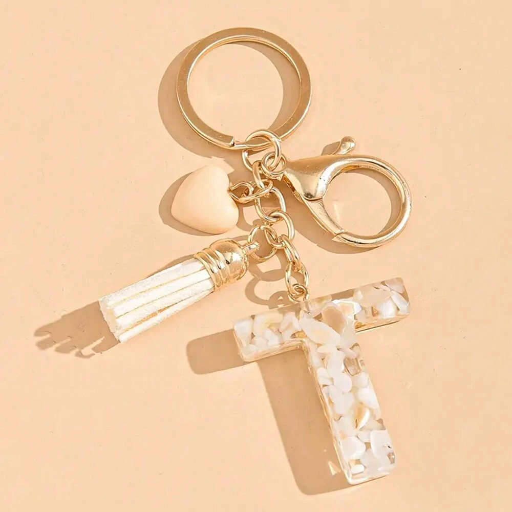 Alphabet Letter Keychain With Tassel And Lobster Charm For Keys And Bags