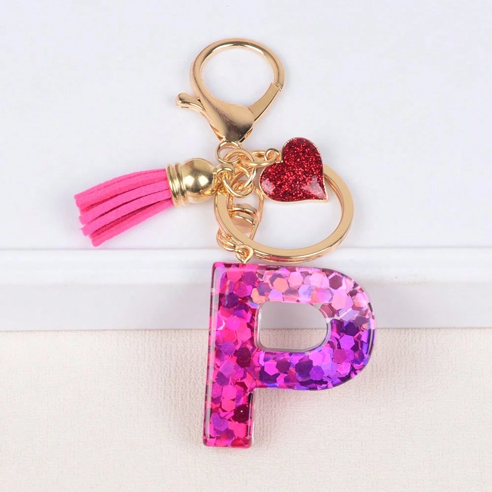 Alphabet Letter Keychain With Tassel And Lobster Charm For Keys And Bags
