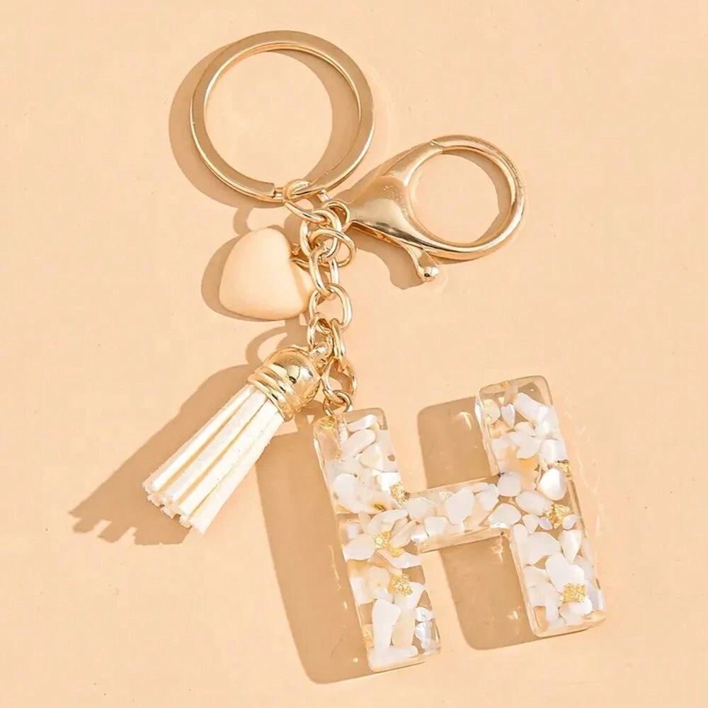 Alphabet Letter Keychain With Tassel And Lobster Charm For Keys And Bags