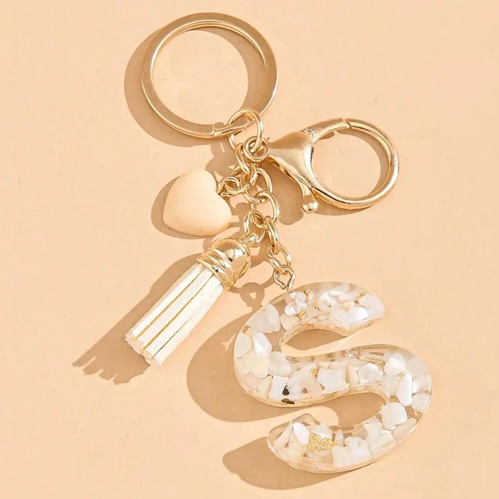 Alphabet Letter Keychain With Tassel And Lobster Charm For Keys And Bags