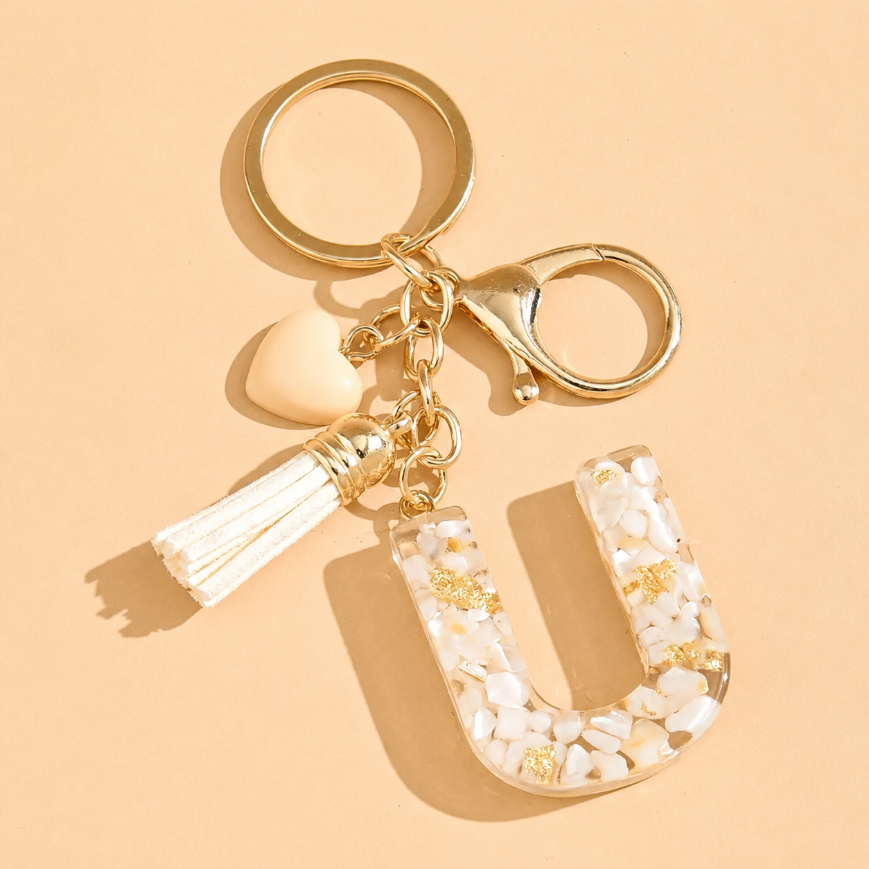 Alphabet Letter Keychain With Tassel And Lobster Charm For Keys And Bags