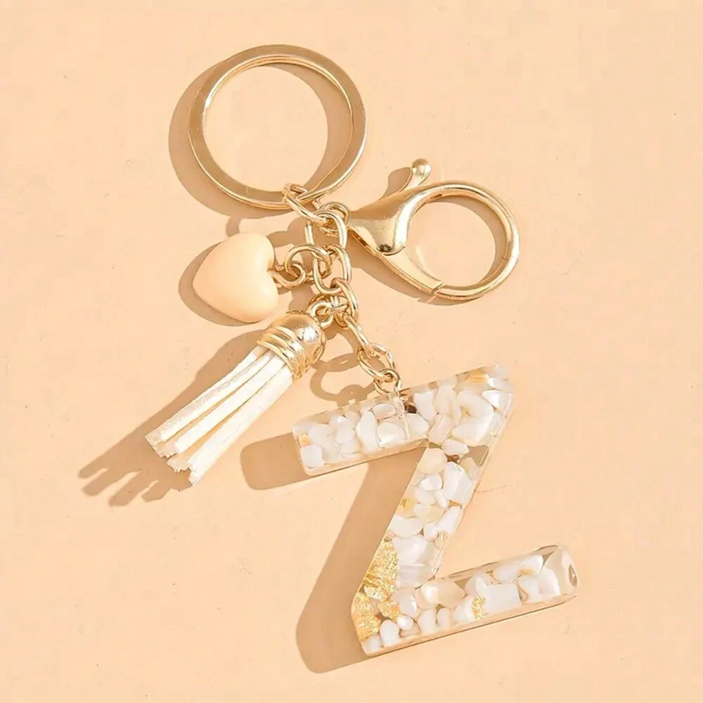 Alphabet Letter Keychain With Tassel And Lobster Charm For Keys And Bags