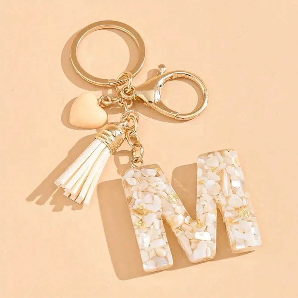Alphabet Letter Keychain With Tassel And Lobster Charm For Keys And Bags