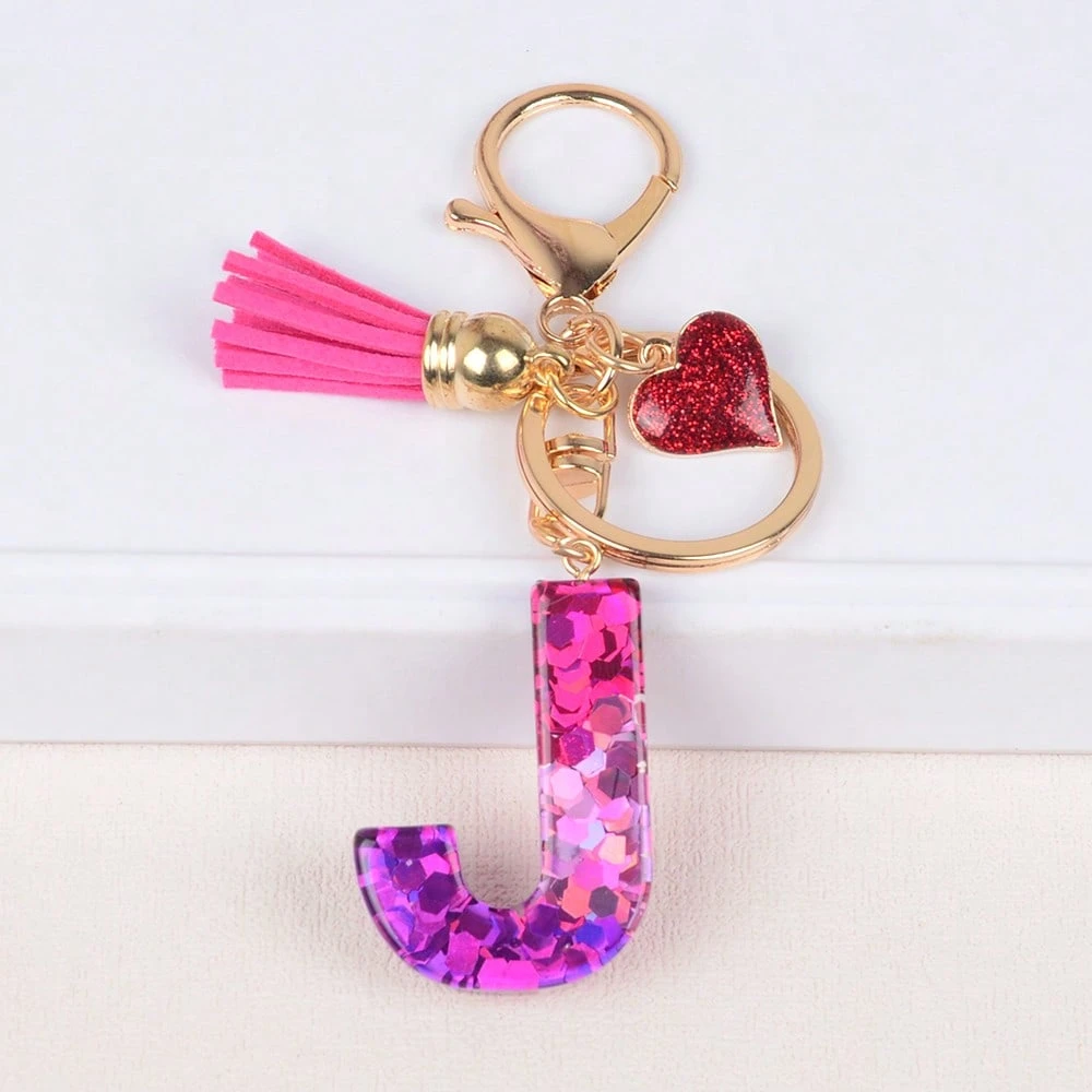 Alphabet Letter Keychain With Tassel And Lobster Charm For Keys And Bags