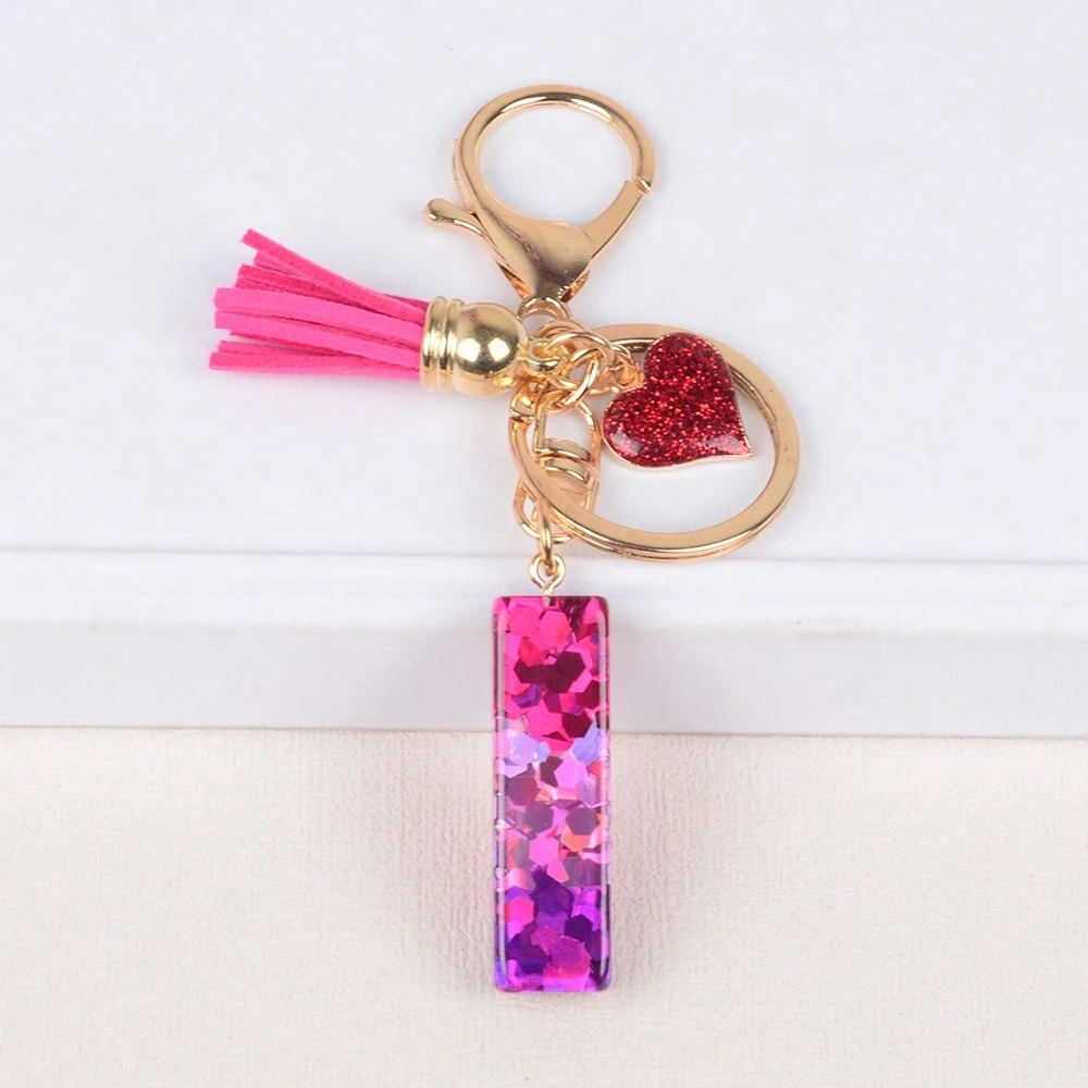 Alphabet Letter Keychain With Tassel And Lobster Charm For Keys And Bags