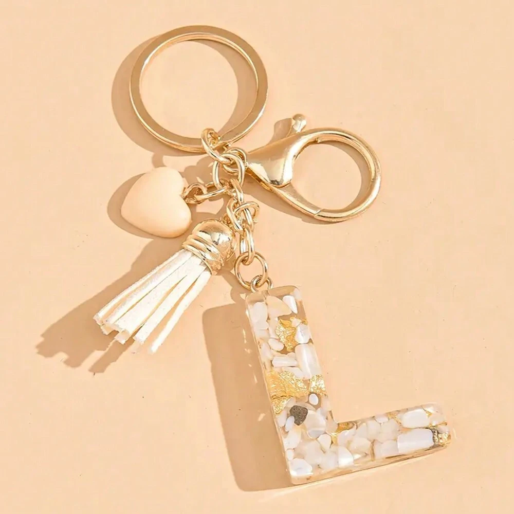 Alphabet Letter Keychain With Tassel And Lobster Charm For Keys And Bags