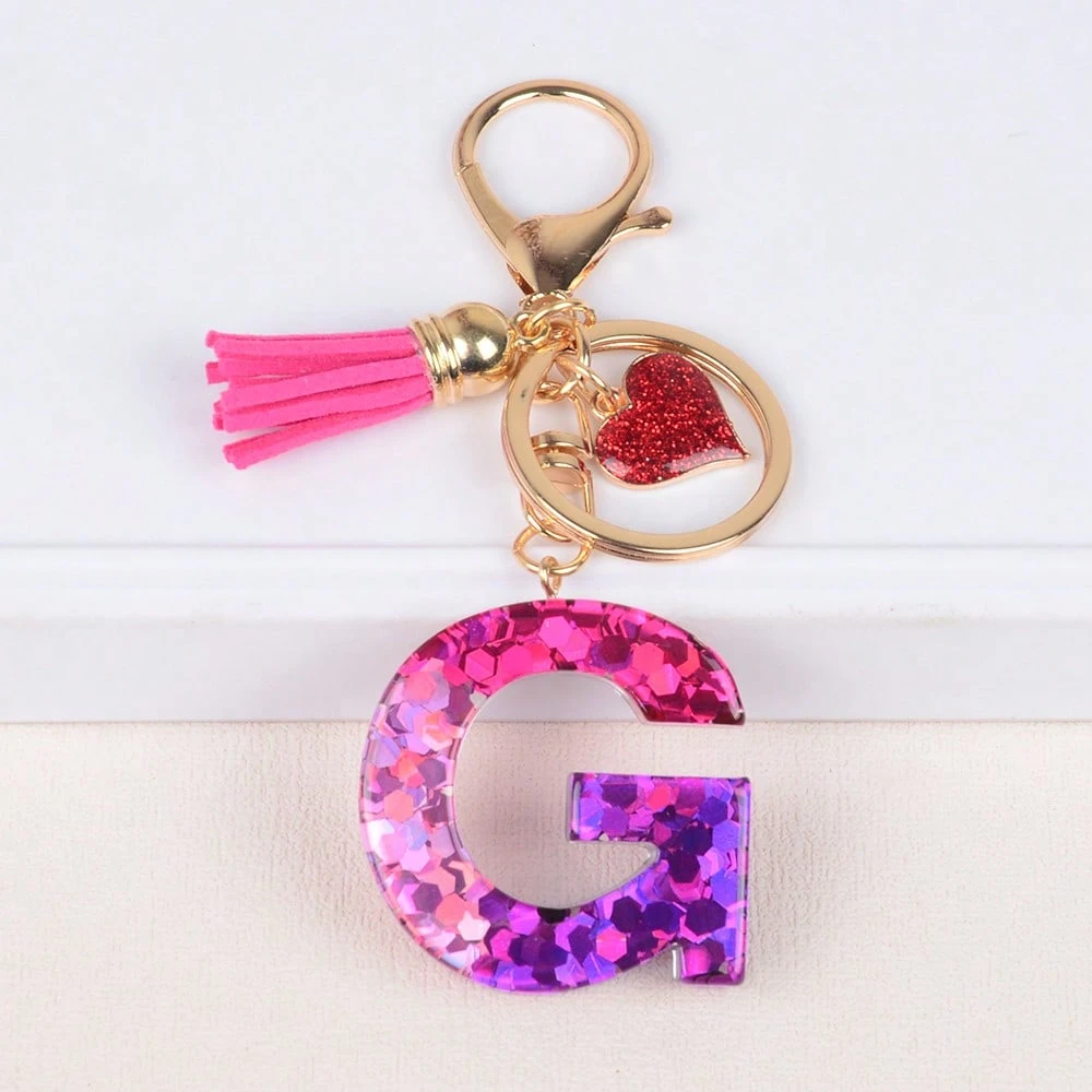 Alphabet Letter Keychain With Tassel And Lobster Charm For Keys And Bags