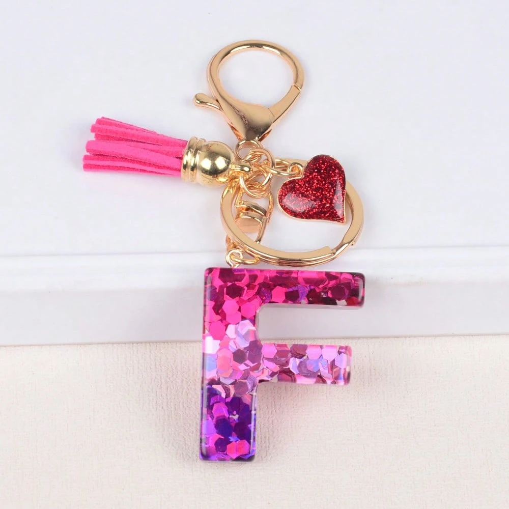 Alphabet Letter Keychain With Tassel And Lobster Charm For Keys And Bags