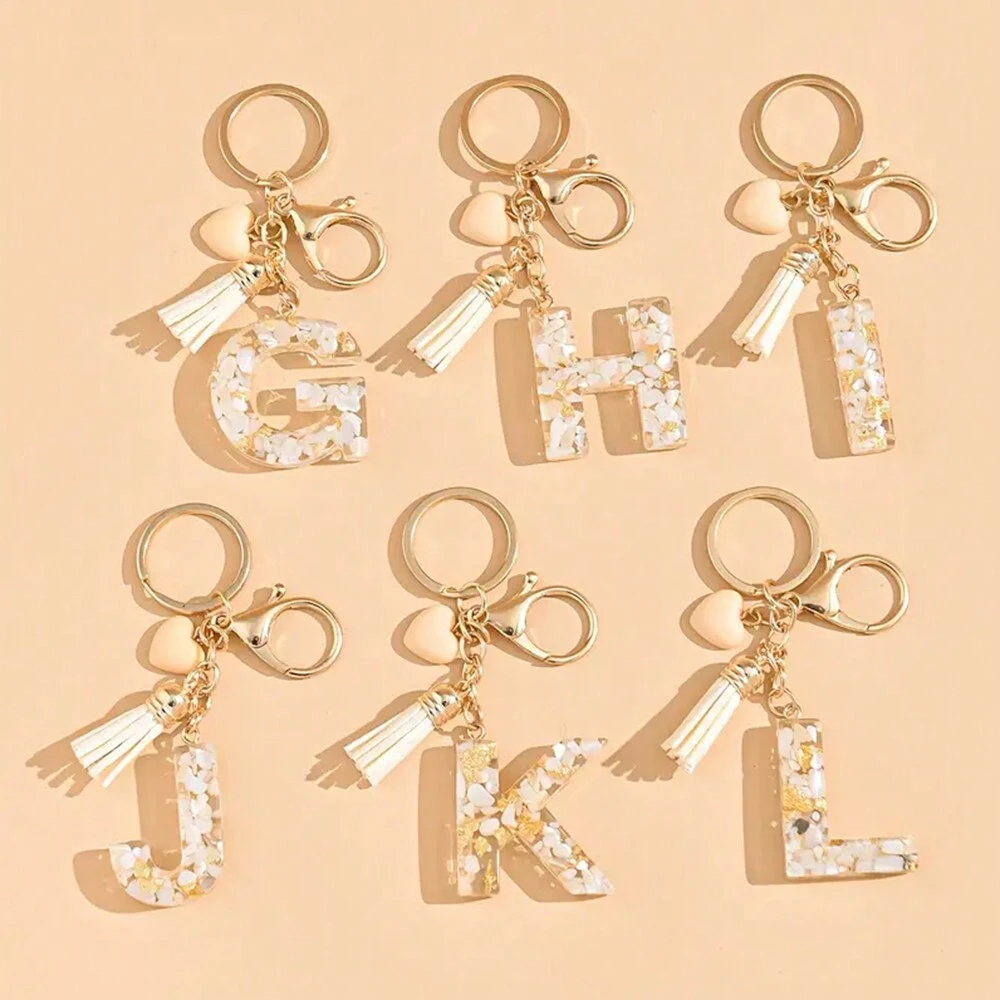 Alphabet Letter Keychain With Tassel And Lobster Charm For Keys And Bags
