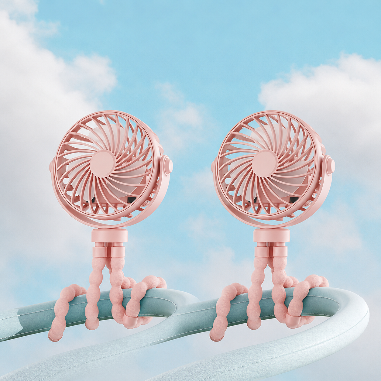 Octopus Shaped Portable Foldable Clip Fan With LED Night Light And 3 Adjustable Speed