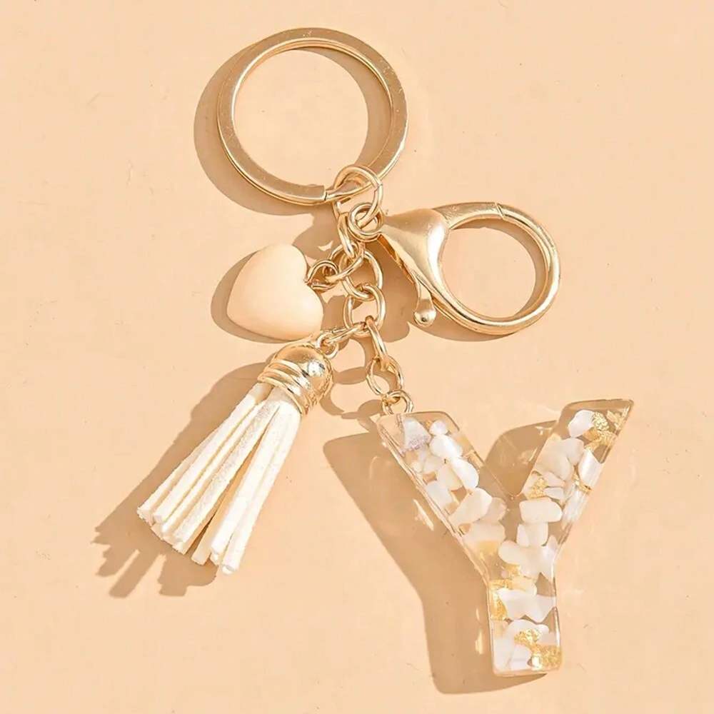 Alphabet Letter Keychain With Tassel And Lobster Charm For Keys And Bags