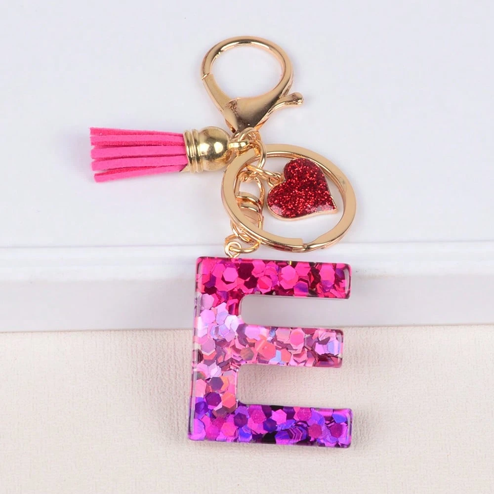 Alphabet Letter Keychain With Tassel And Lobster Charm For Keys And Bags