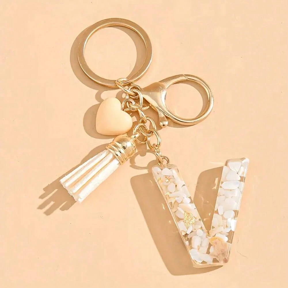 Alphabet Letter Keychain With Tassel And Lobster Charm For Keys And Bags