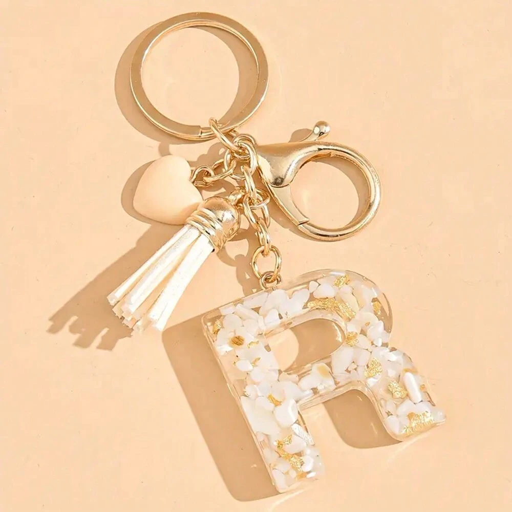 Alphabet Letter Keychain With Tassel And Lobster Charm For Keys And Bags