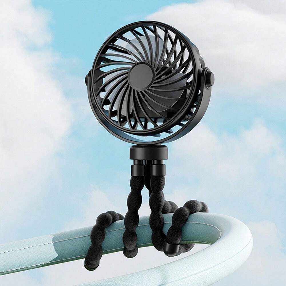 Octopus Shaped Portable Foldable Clip Fan With LED Night Light And 3 Adjustable Speed