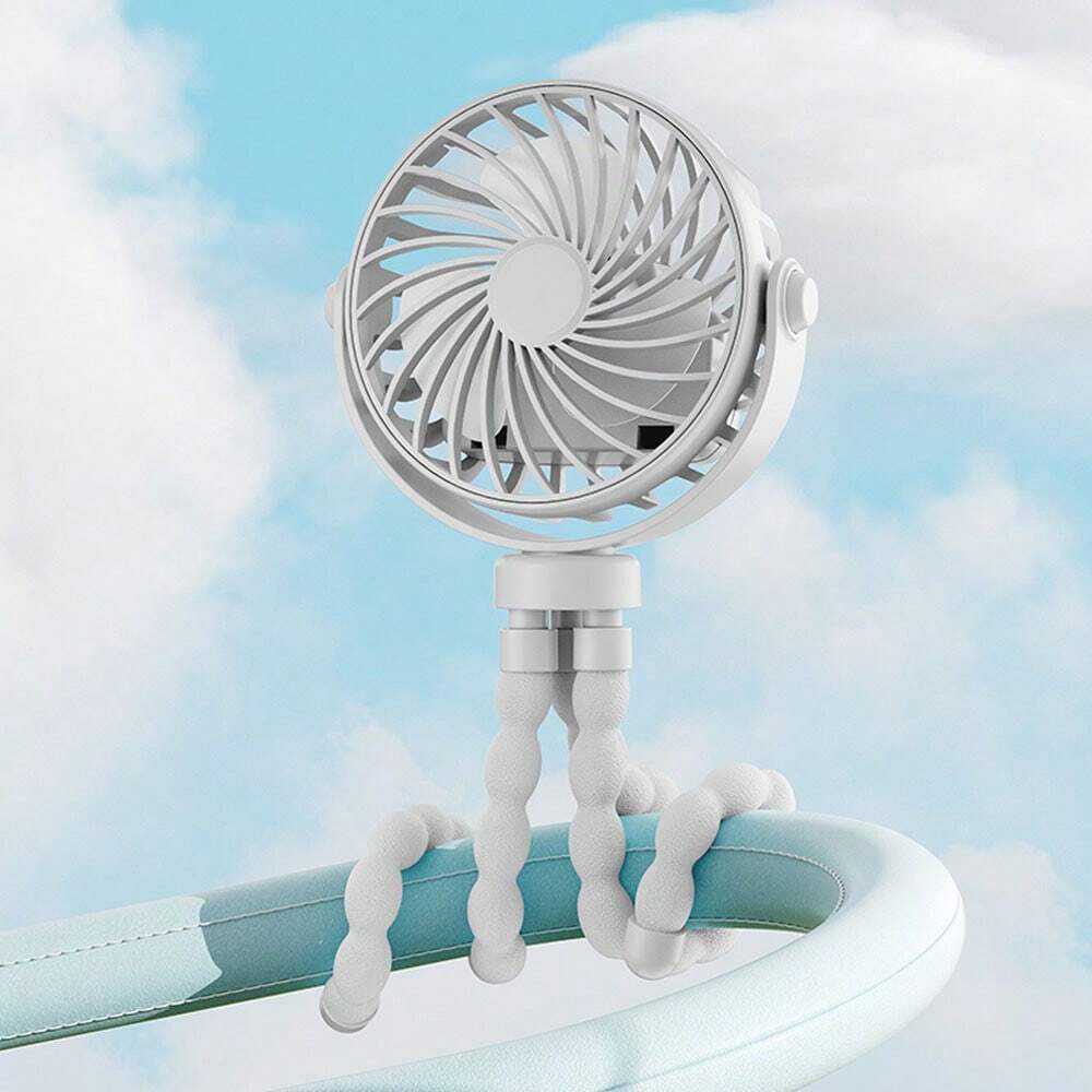 Octopus Shaped Portable Foldable Clip Fan With LED Night Light And 3 Adjustable Speed