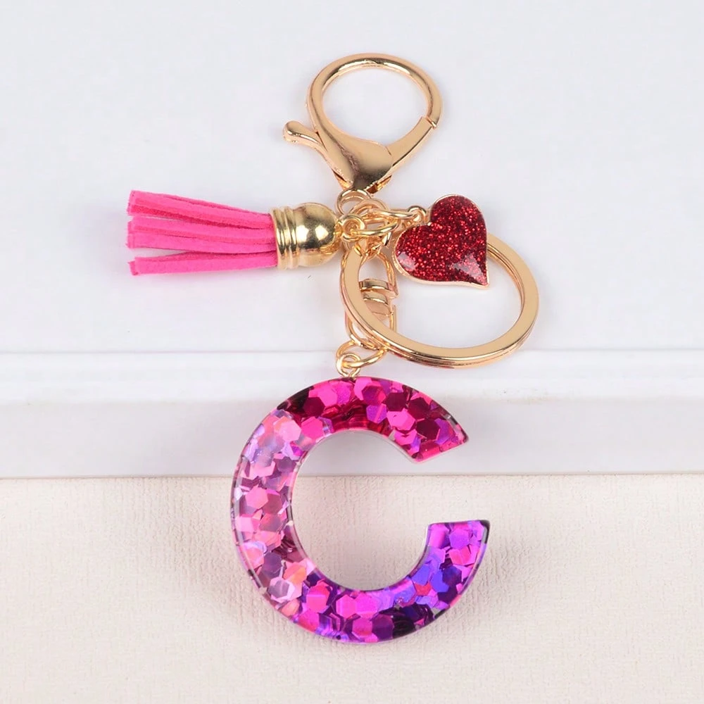 Alphabet Letter Keychain With Tassel And Lobster Charm For Keys And Bags