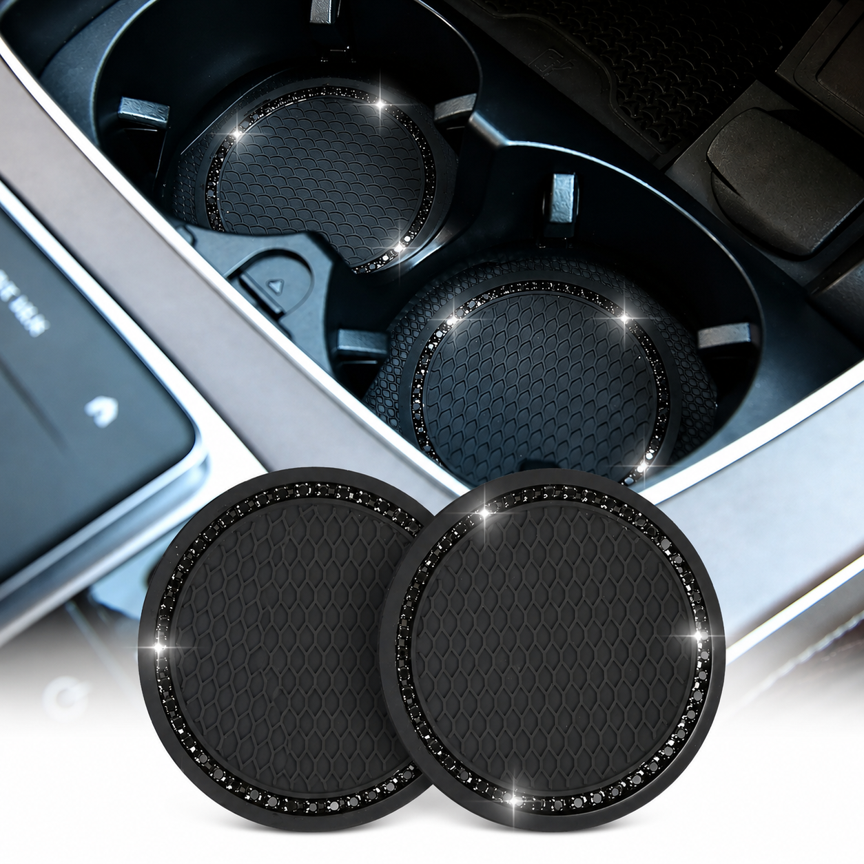 2 Piece Of Honeycomb Embossed Car Cup Holder Coasters