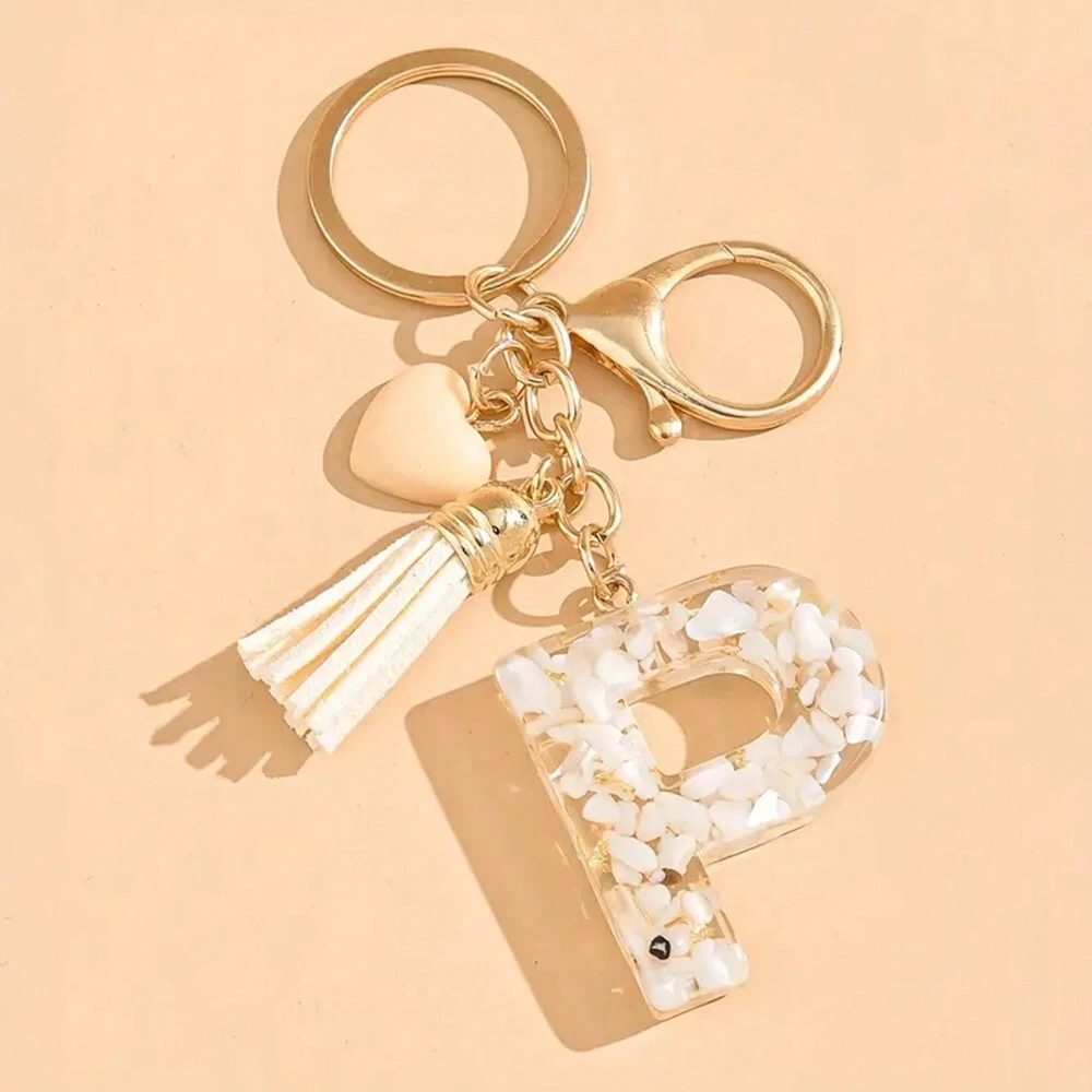 Alphabet Letter Keychain With Tassel And Lobster Charm For Keys And Bags