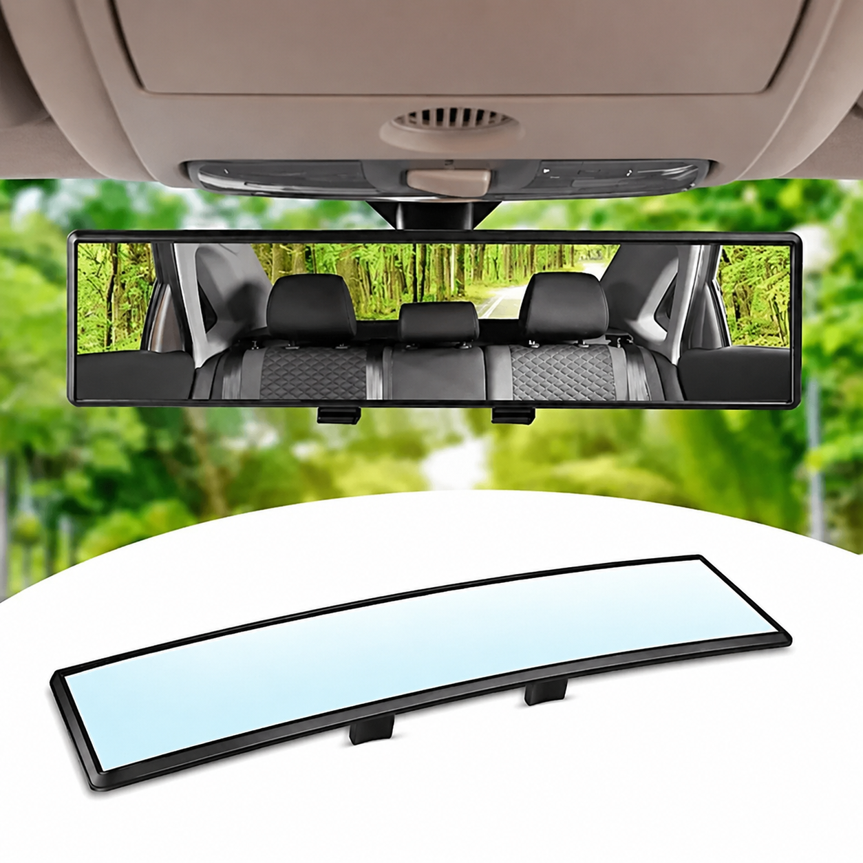 High Definition Universal Panoramic Clip On Rearview Mirror For Cars SUVs And Trucks