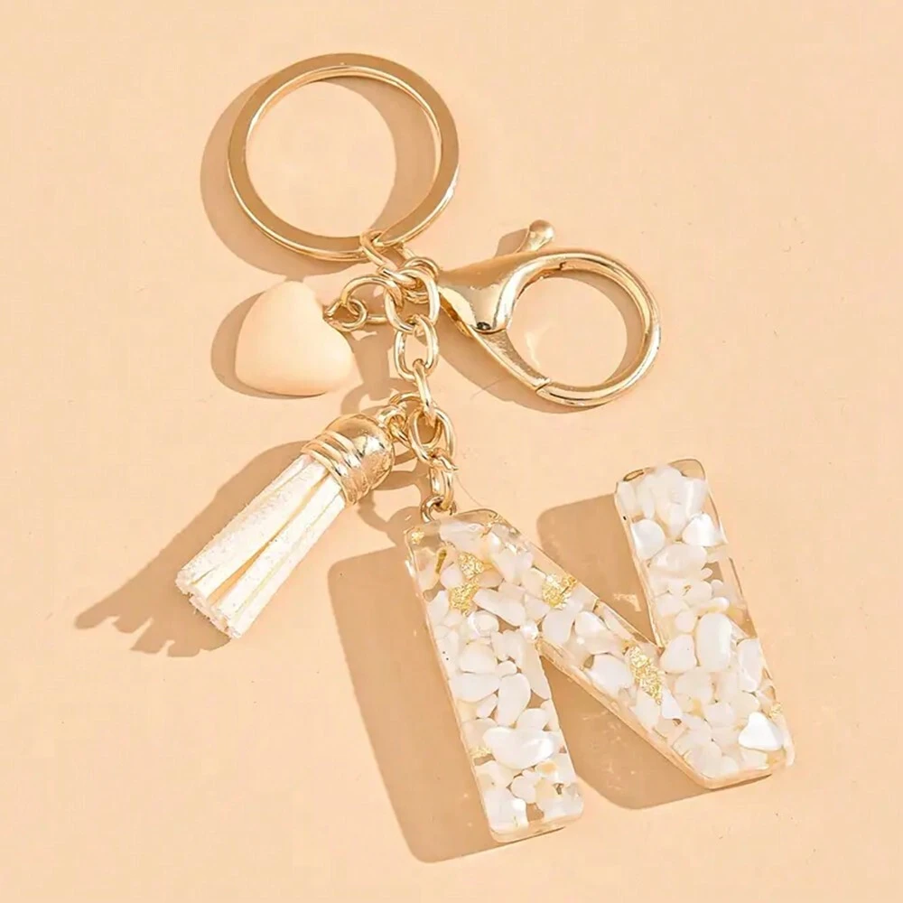 Alphabet Letter Keychain With Tassel And Lobster Charm For Keys And Bags