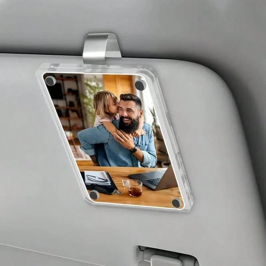 Universal Magnetic Transparent Photo Frame Clip For Car Visor And Refrigerator Display
