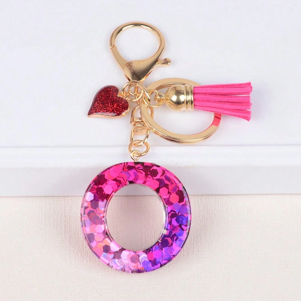 Alphabet Letter Keychain With Tassel And Lobster Charm For Keys And Bags