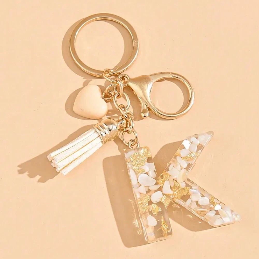 Alphabet Letter Keychain With Tassel And Lobster Charm For Keys And Bags