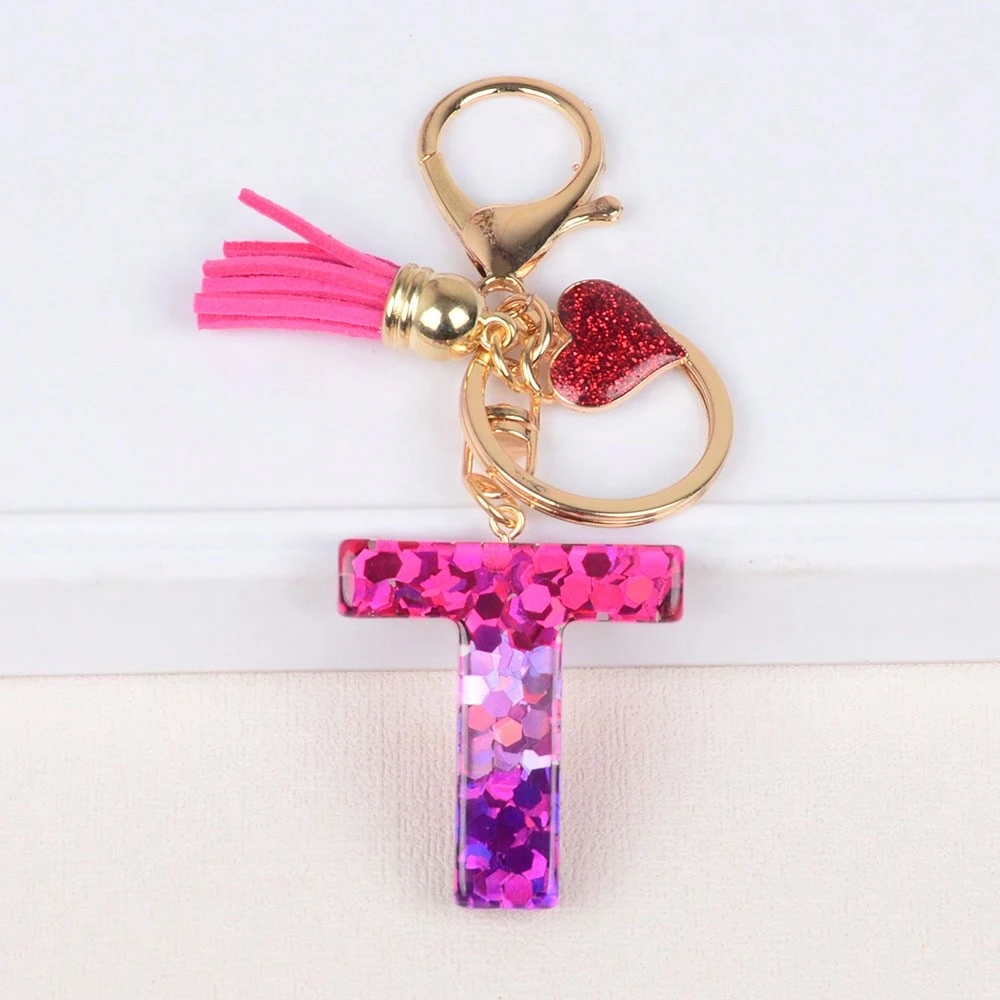 Alphabet Letter Keychain With Tassel And Lobster Charm For Keys And Bags
