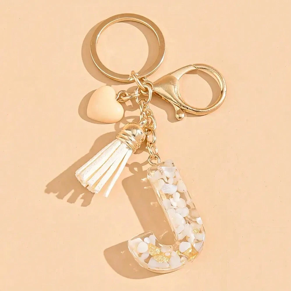 Alphabet Letter Keychain With Tassel And Lobster Charm For Keys And Bags
