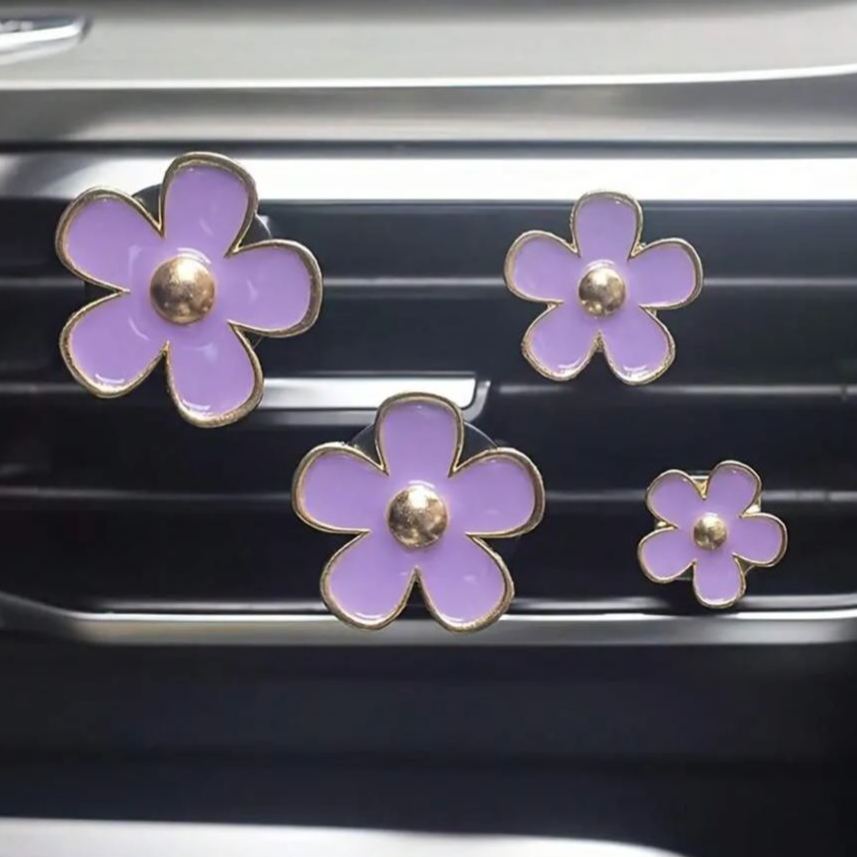 Pack Of 4 Flower Car Air Vent Aromatherapy Clips No Scent Included