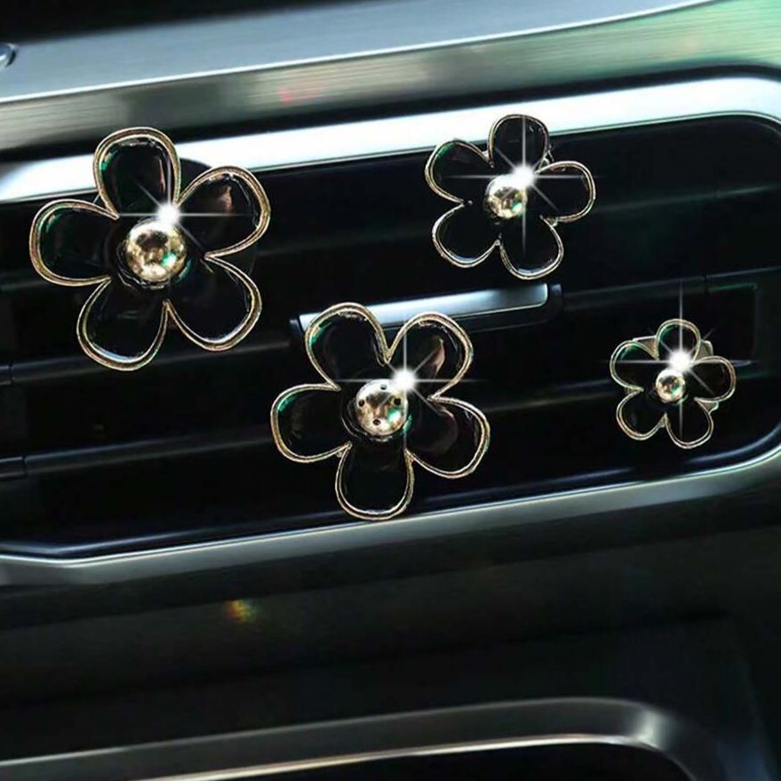 Pack Of 4 Flower Car Air Vent Aromatherapy Clips No Scent Included
