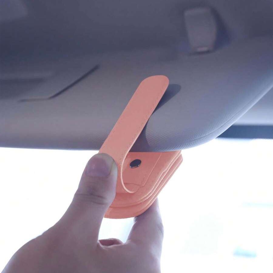 Magnetic Leather Eyeglasses Clip For Car Sun Visor Interior Accessory