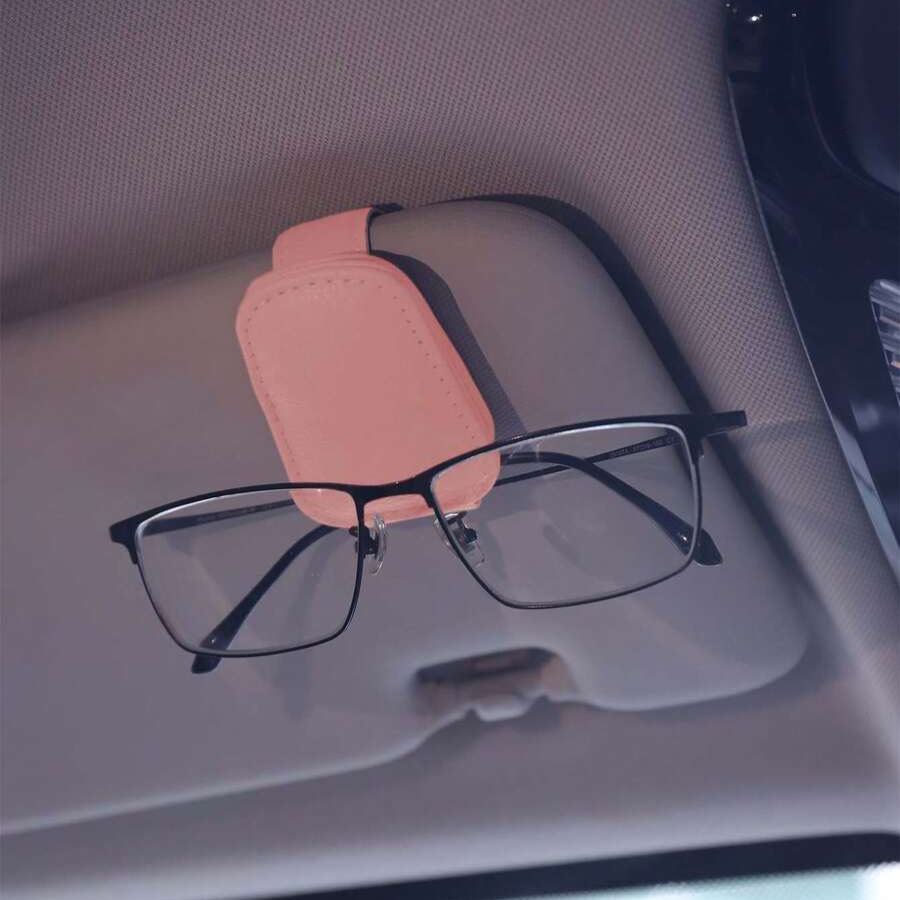 Magnetic Leather Eyeglasses Clip For Car Sun Visor Interior Accessory
