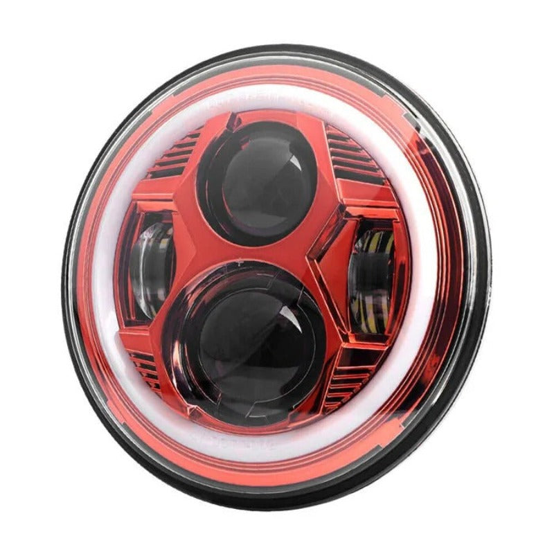 Set Of 2 Red Halo Headlights Compatible With Jeep-Car Door Sills