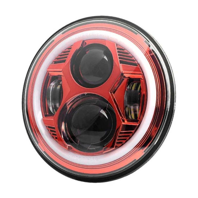 Set Of 2 Red Halo Headlights Compatible With Jeep-Car Door Sills
